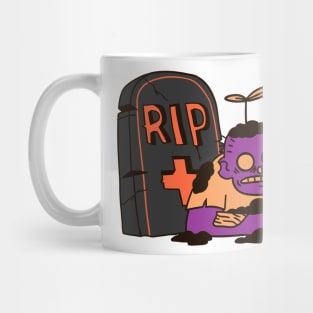 zombie in graveyard coming out scary design Mug